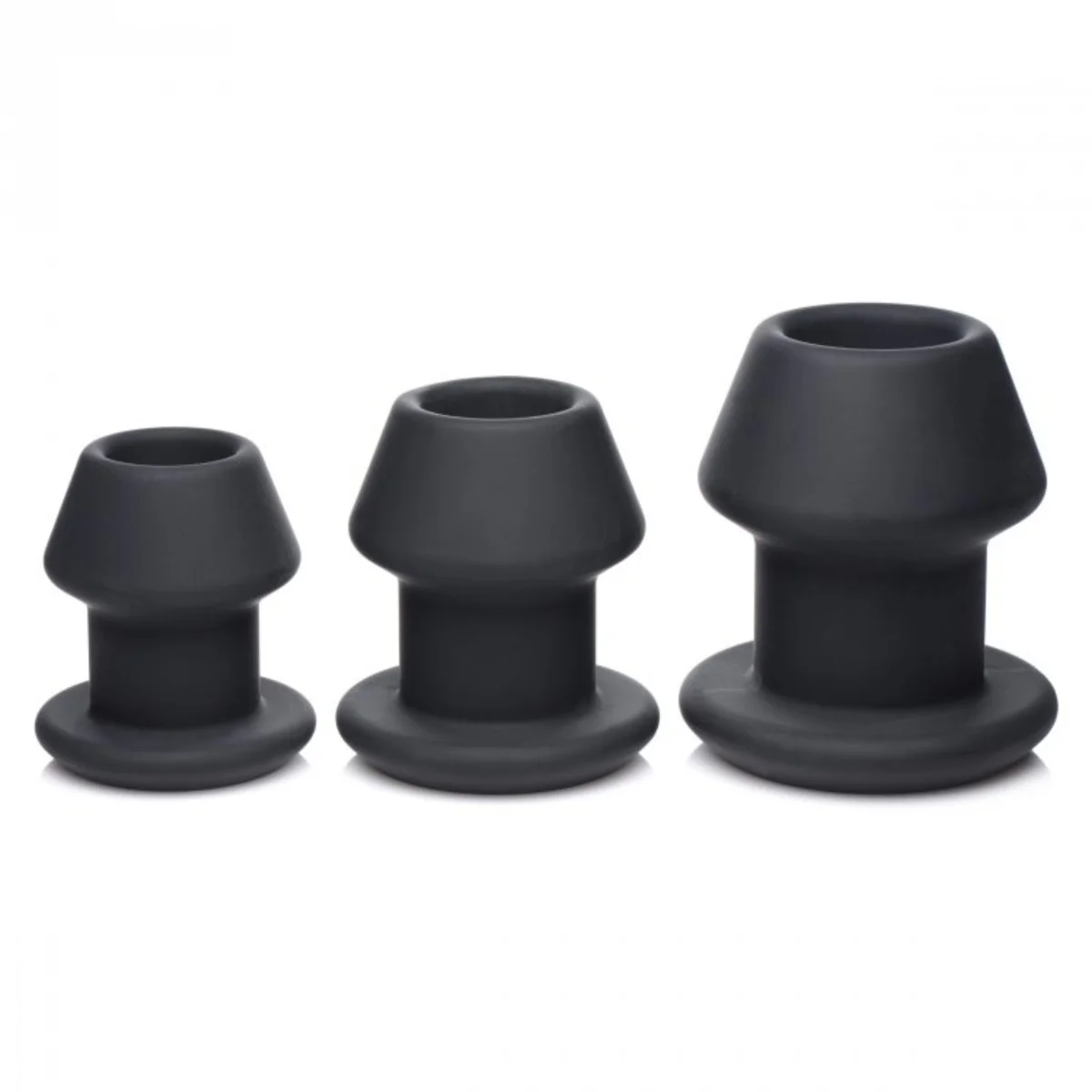Master Series Gape-Grommets 3 Piece Hollow Anal Dilator Set Silicone Black