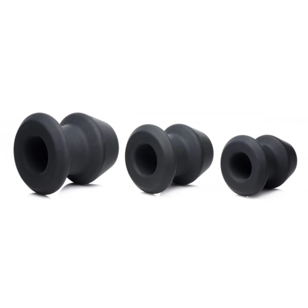 Master Series Gape-Grommets 3 Piece Hollow Anal Dilator Set Silicone Black - Image 3