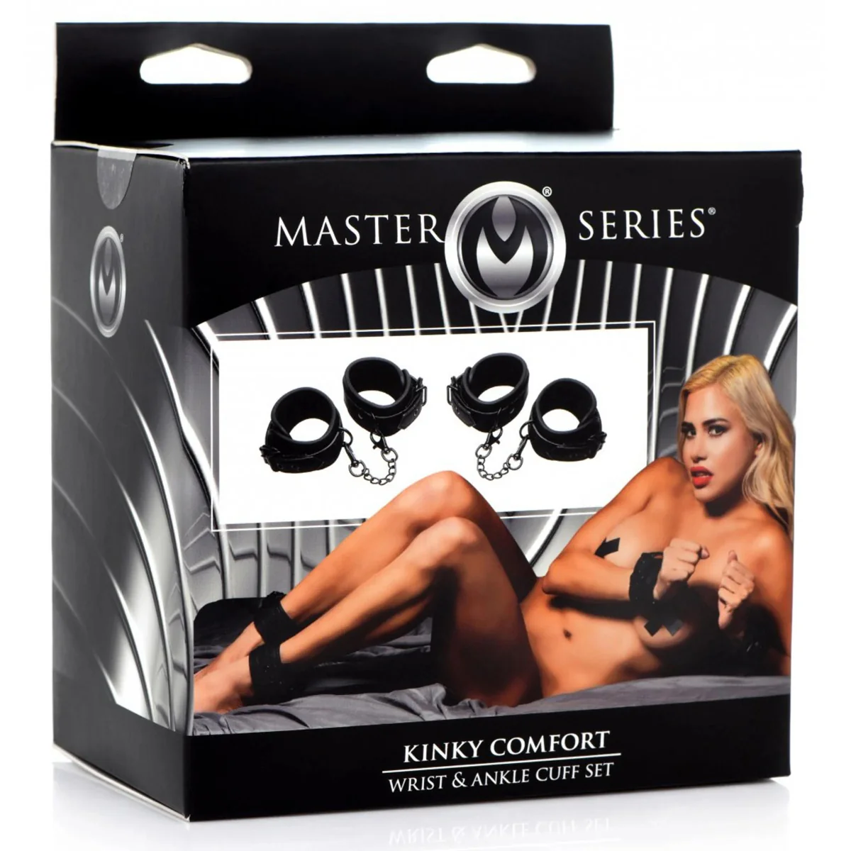 Master Series Kinky Comfort Wrist & Ankle Cuff Set Black - Image 2