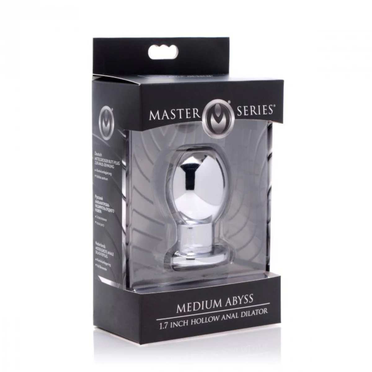 Master Series Medium Abyss Hollow Anal Dilator Silver 1.7 Inch - Image 2