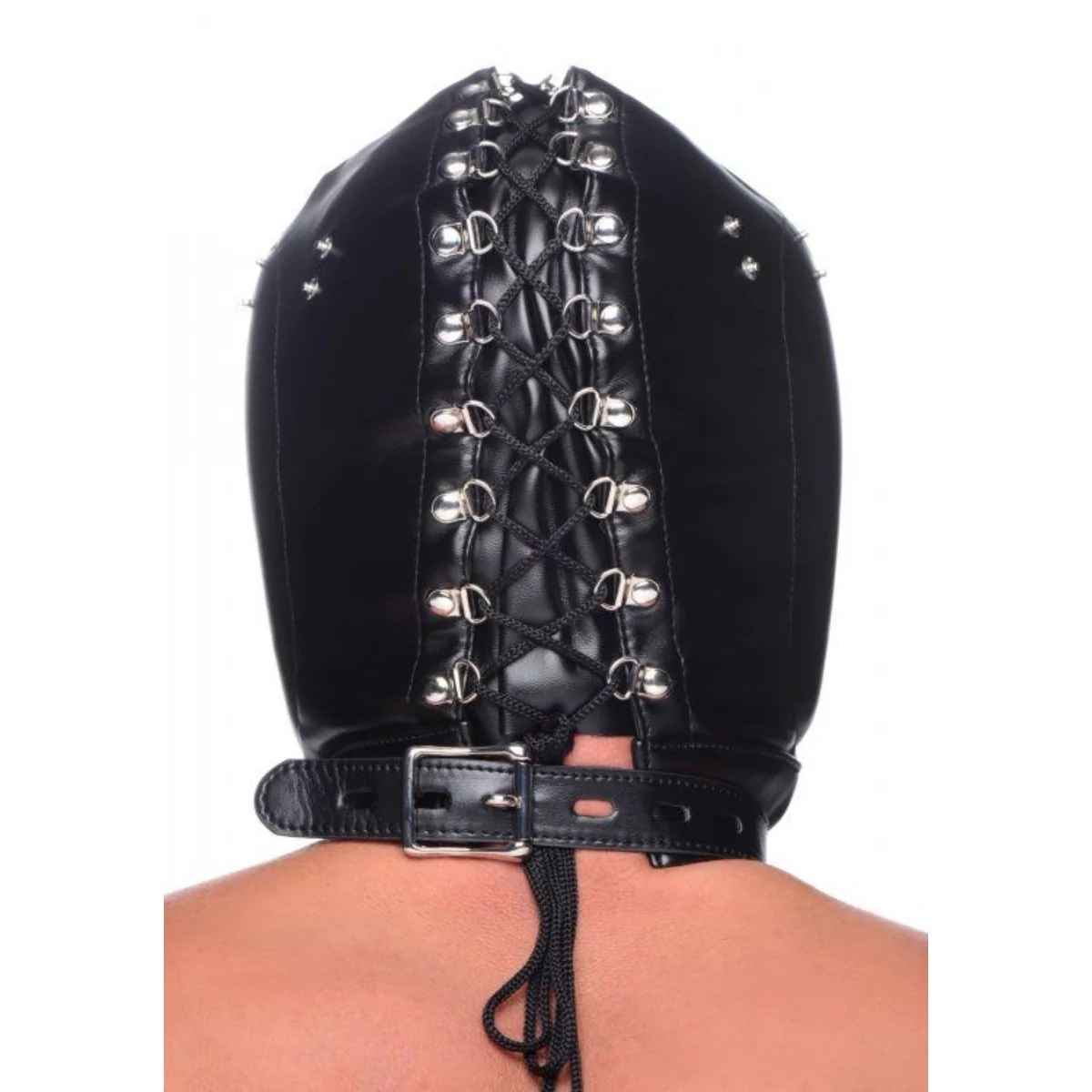 Master Series Muzzled Universal BDSM Hood With Removable Muzzle Black - Image 6