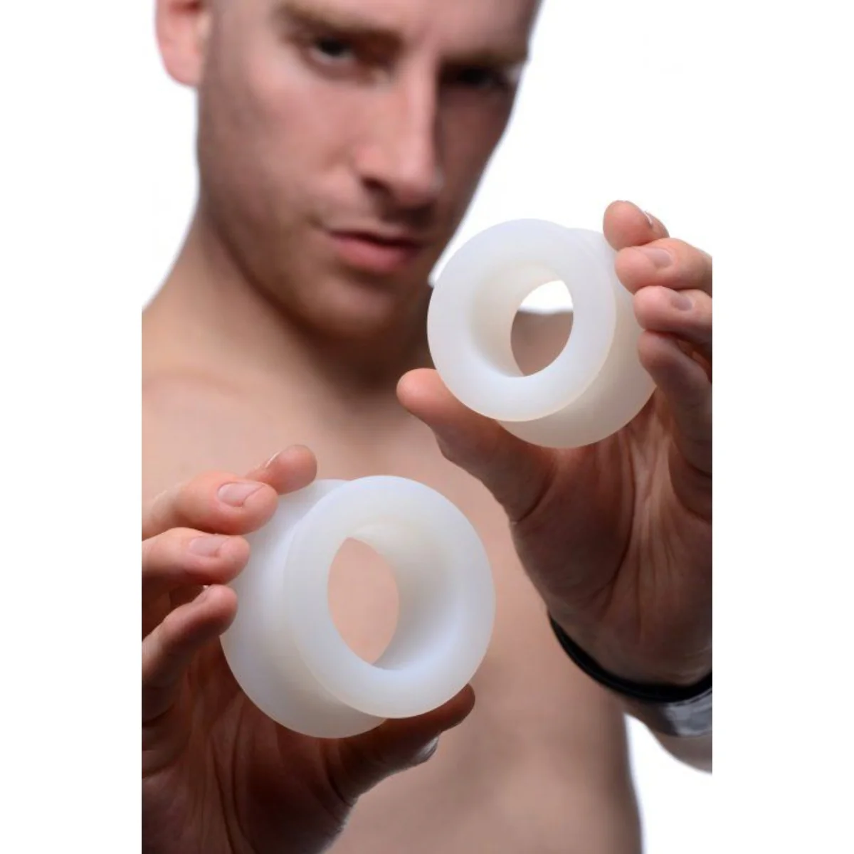 Master Series Stretch Master 2 Piece Training Silicone Ass Grommet Set White - Image 4