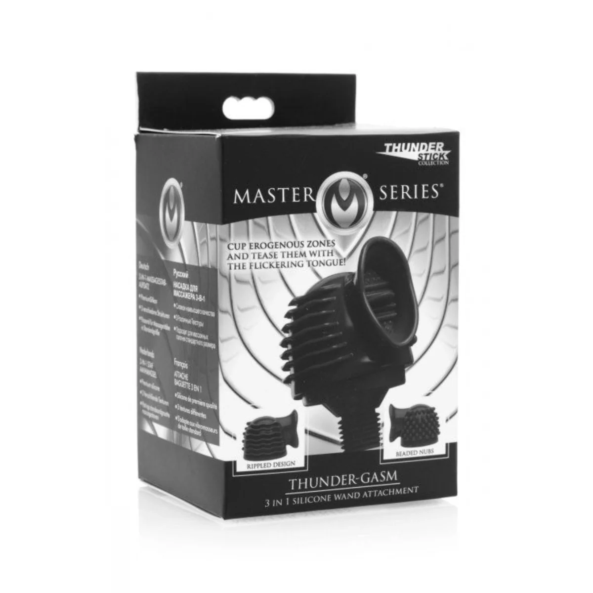Master Series Thunder-Gasm 3 In 1 Silicone Wand Attachment Black - Image 2