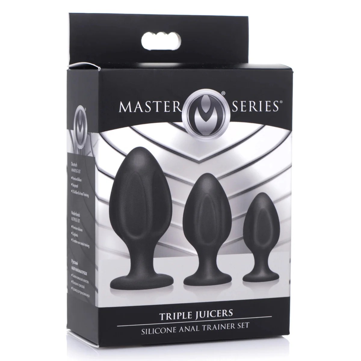Master Series Triple Juicers Silicone Anal Trainer Butt Plug Set Black - Image 2