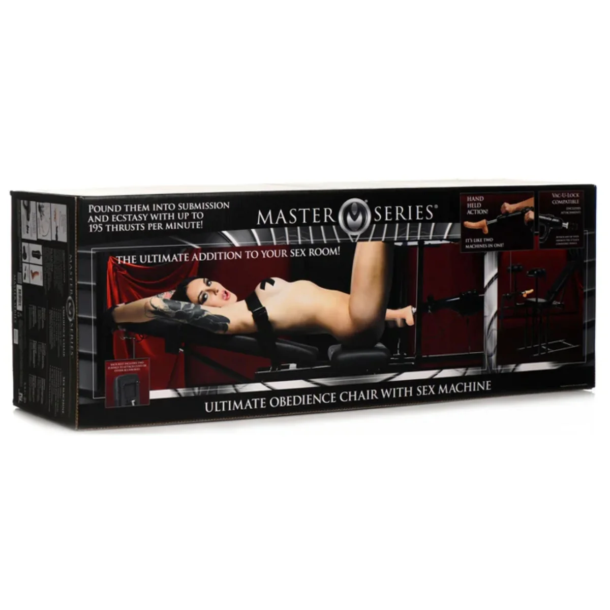 Master Series Ultimate Obedience Chair With Sex Machine Black - Image 2