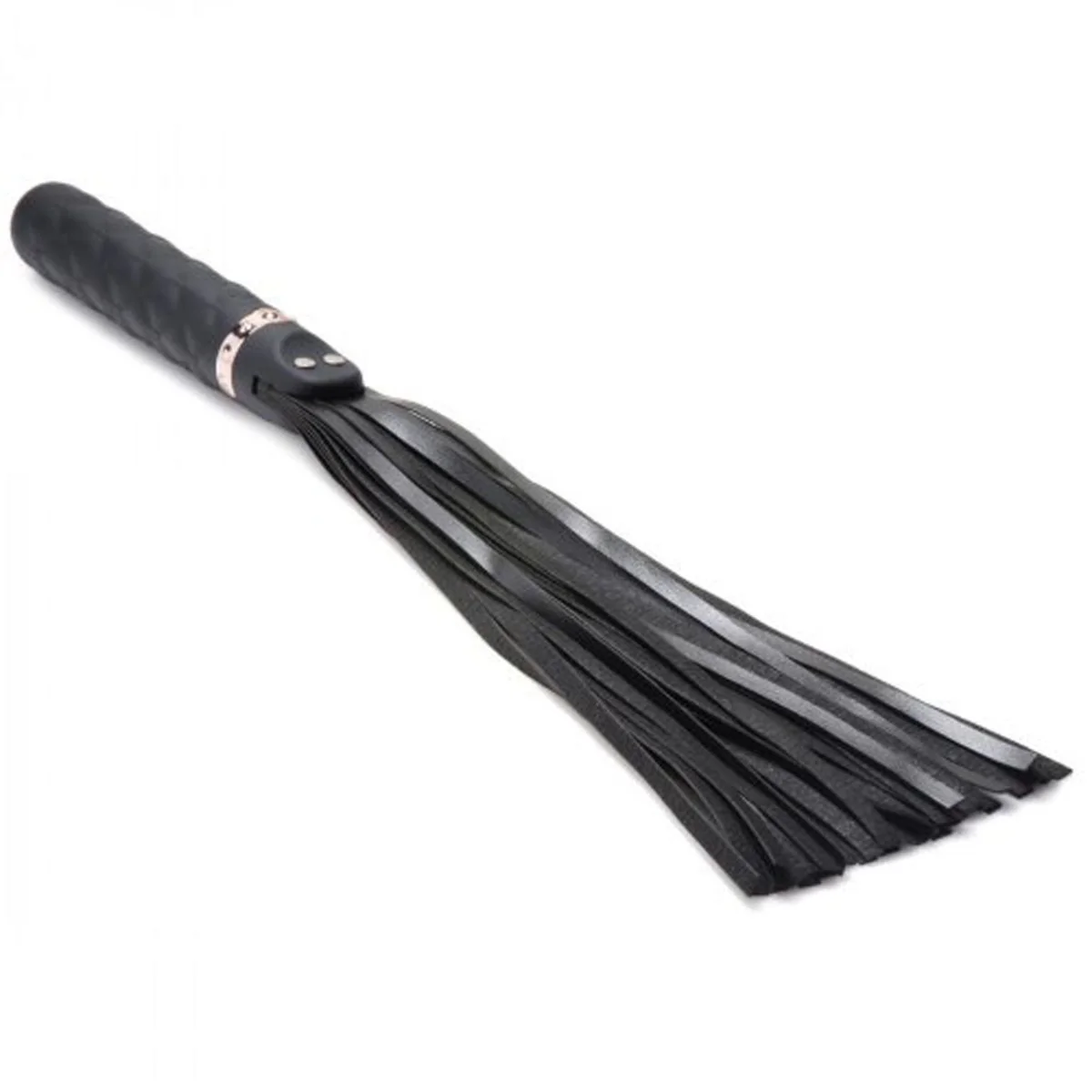 Master Series Vibra Lasher 9X Vibrating Silicone Flogger With Dildo Handle Black - Image 3