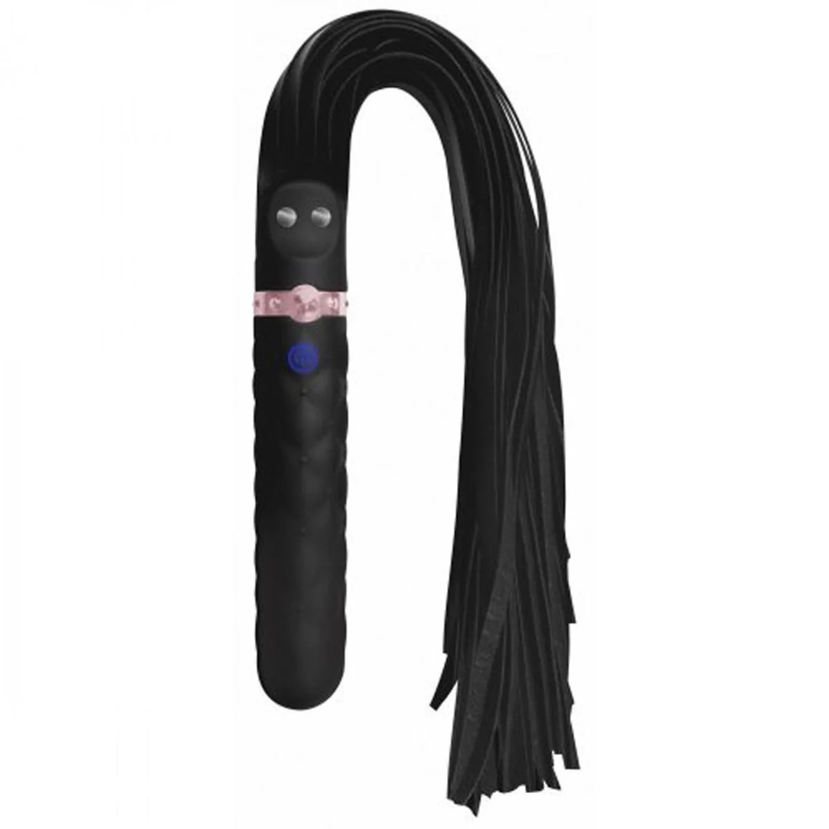 Master Series Vibra Lasher 9X Vibrating Silicone Flogger With Dildo Handle Black - Image 4