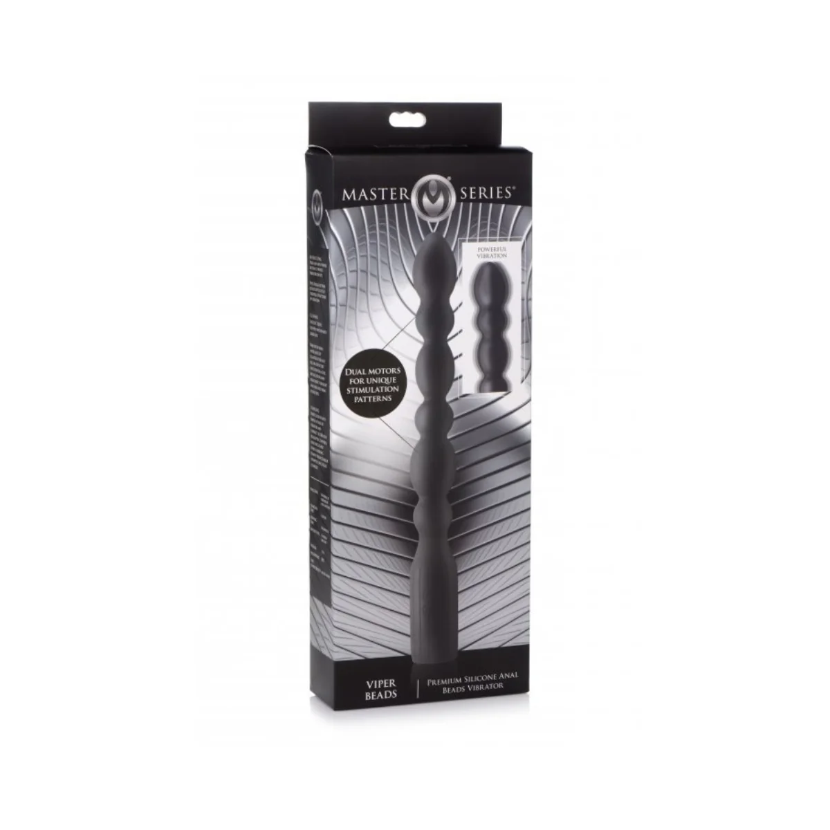 Master Series Viper Beads Premium Silicone Anal Beads Vibrator Black - Image 2