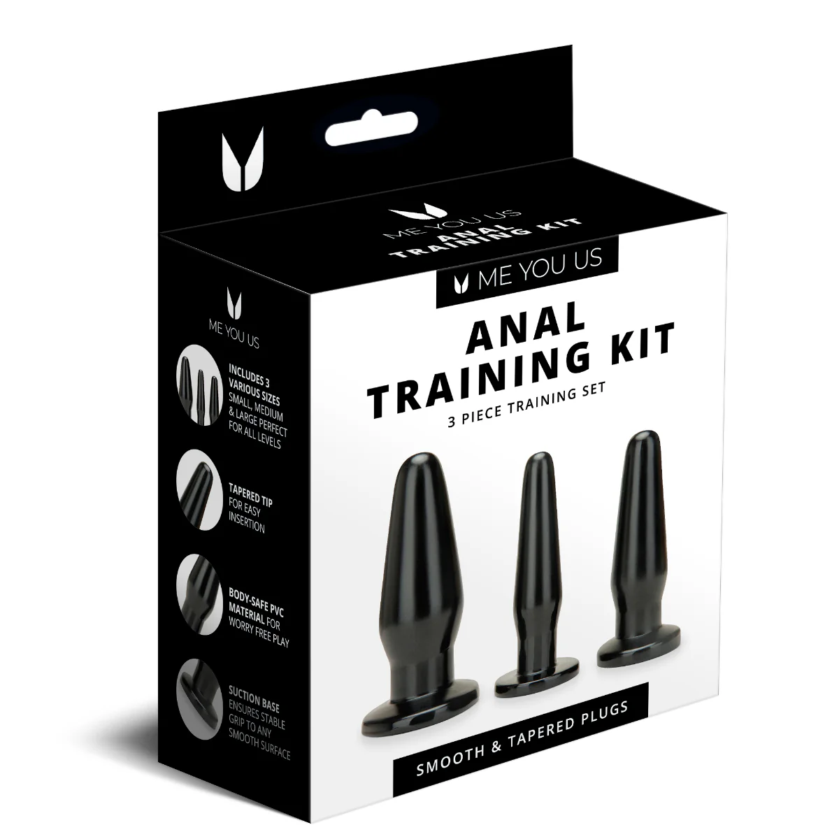 Me You Us 3 Piece Anal Training Butt Plug Kit Black - Image 2