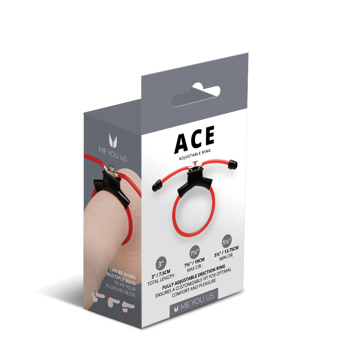 Me You Us Ace Adjustable Cock Ring Red Black - Image 3