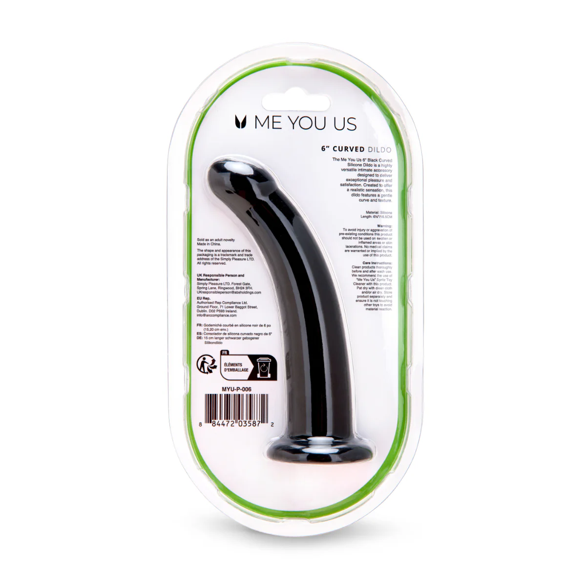 Me You Us Curved Dildo Black 6 Inch - Image 4