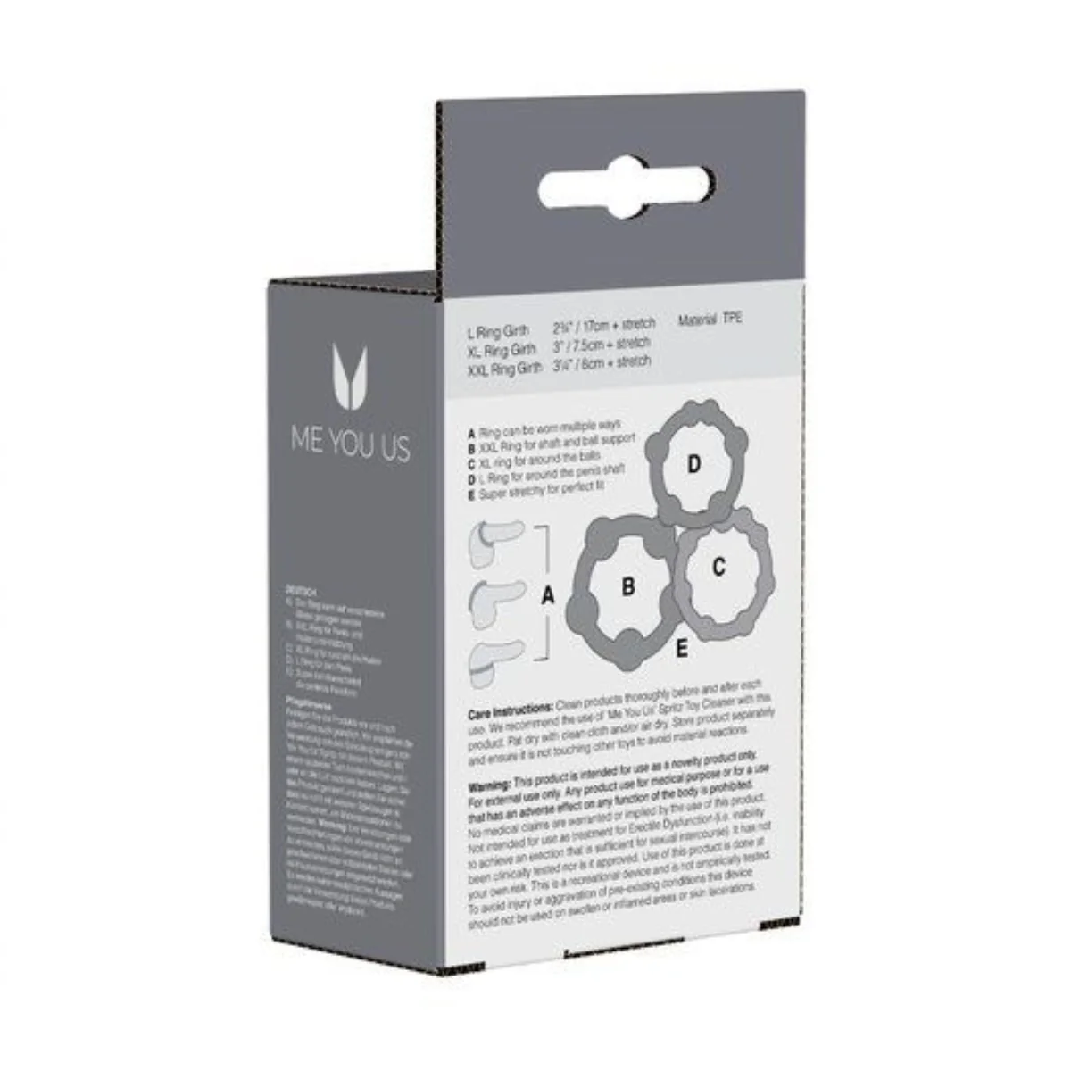 Me You Us Easy Squeeze Cock Ring 3 Pack Black - Image 3