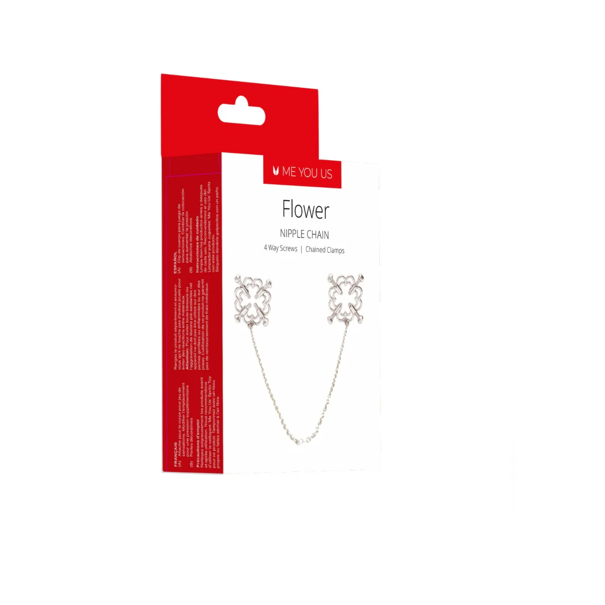 Me You Us Flower Design Nipple Chain Silver - Image 2