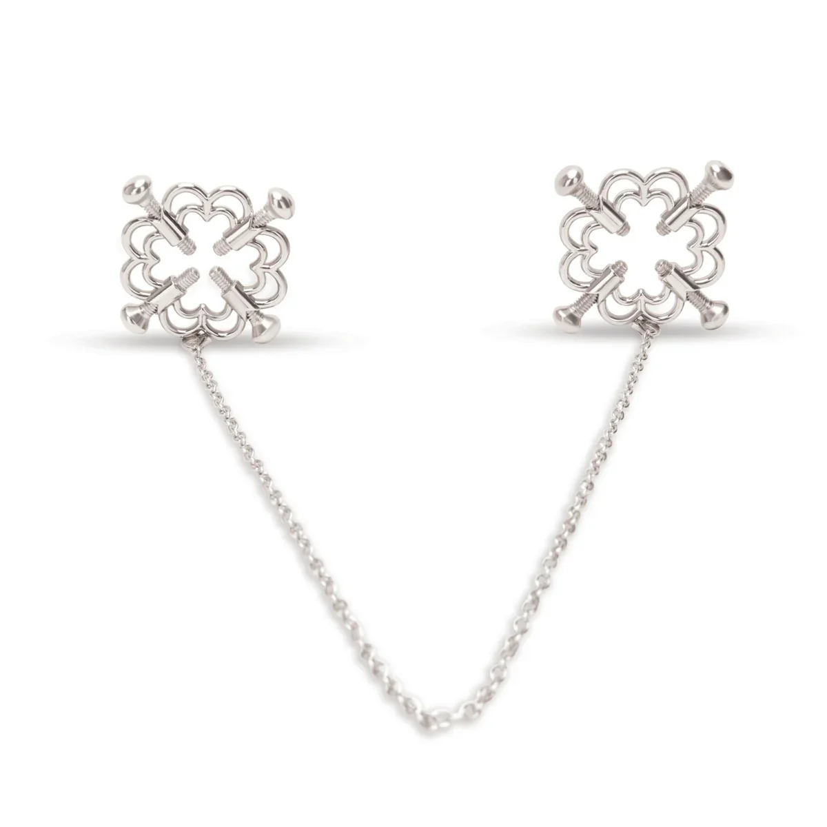 Me You Us Flower Design Nipple Chain Silver - Image 3