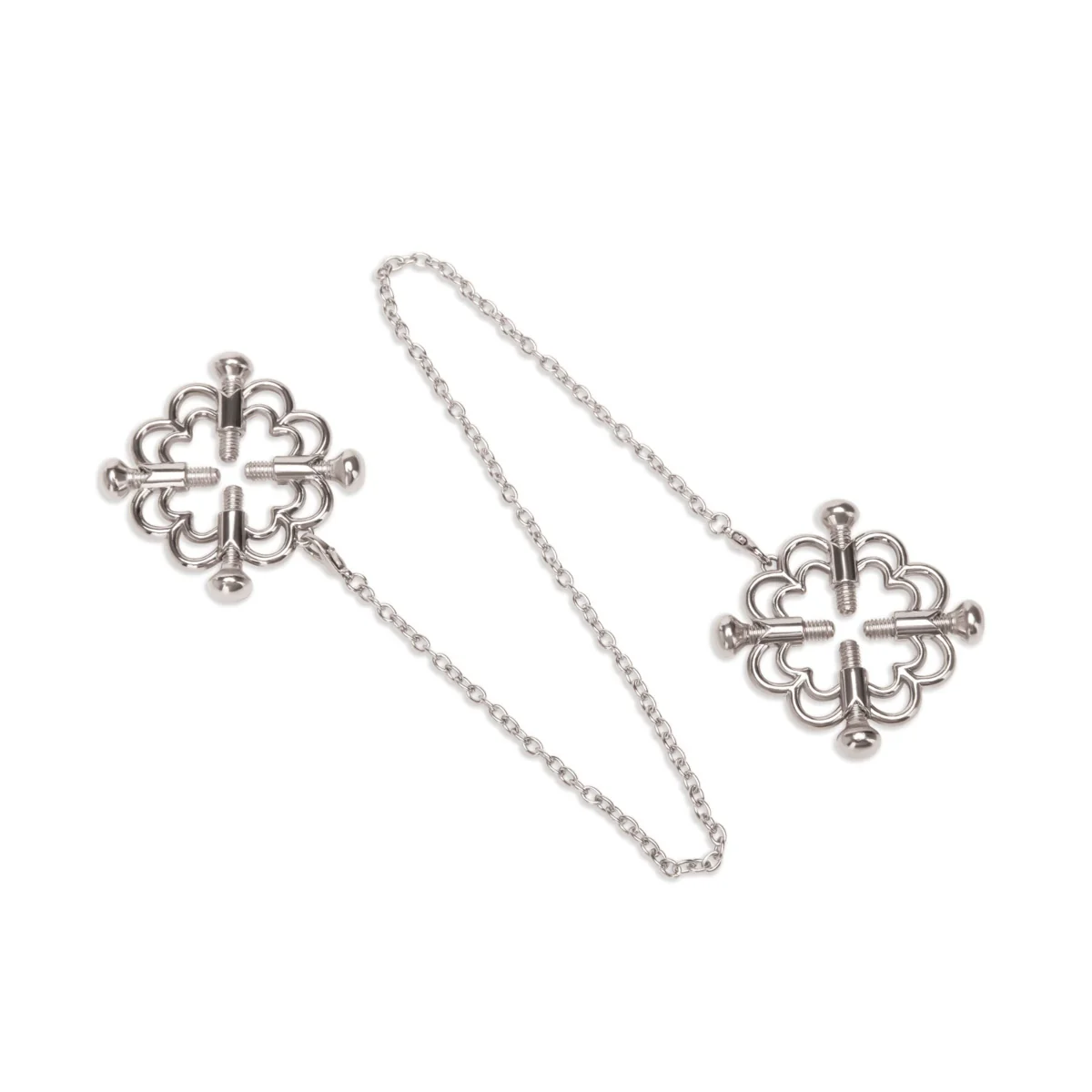 Me You Us Flower Design Nipple Chain Silver - Image 4