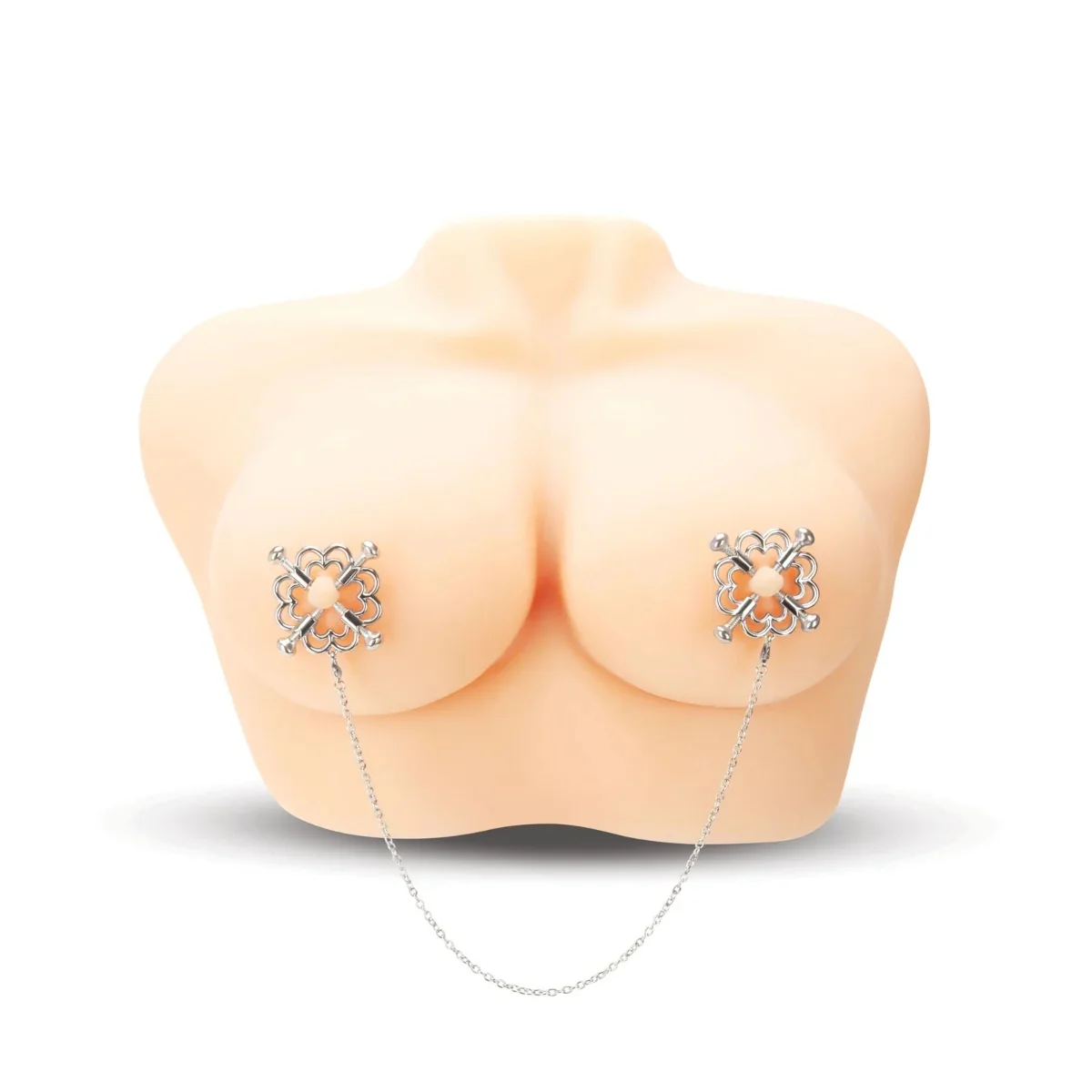 Me You Us Flower Design Nipple Chain Silver - Image 5