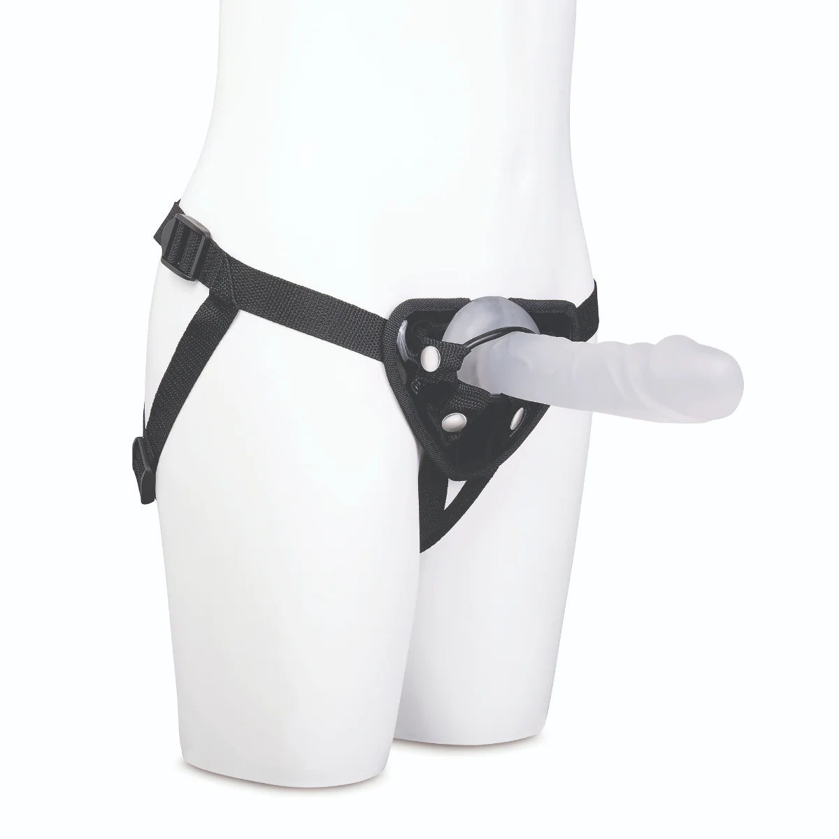 Me You Us Frosted Strap On Harness Kit With Jelly Dildo Clear Black 6 Inch