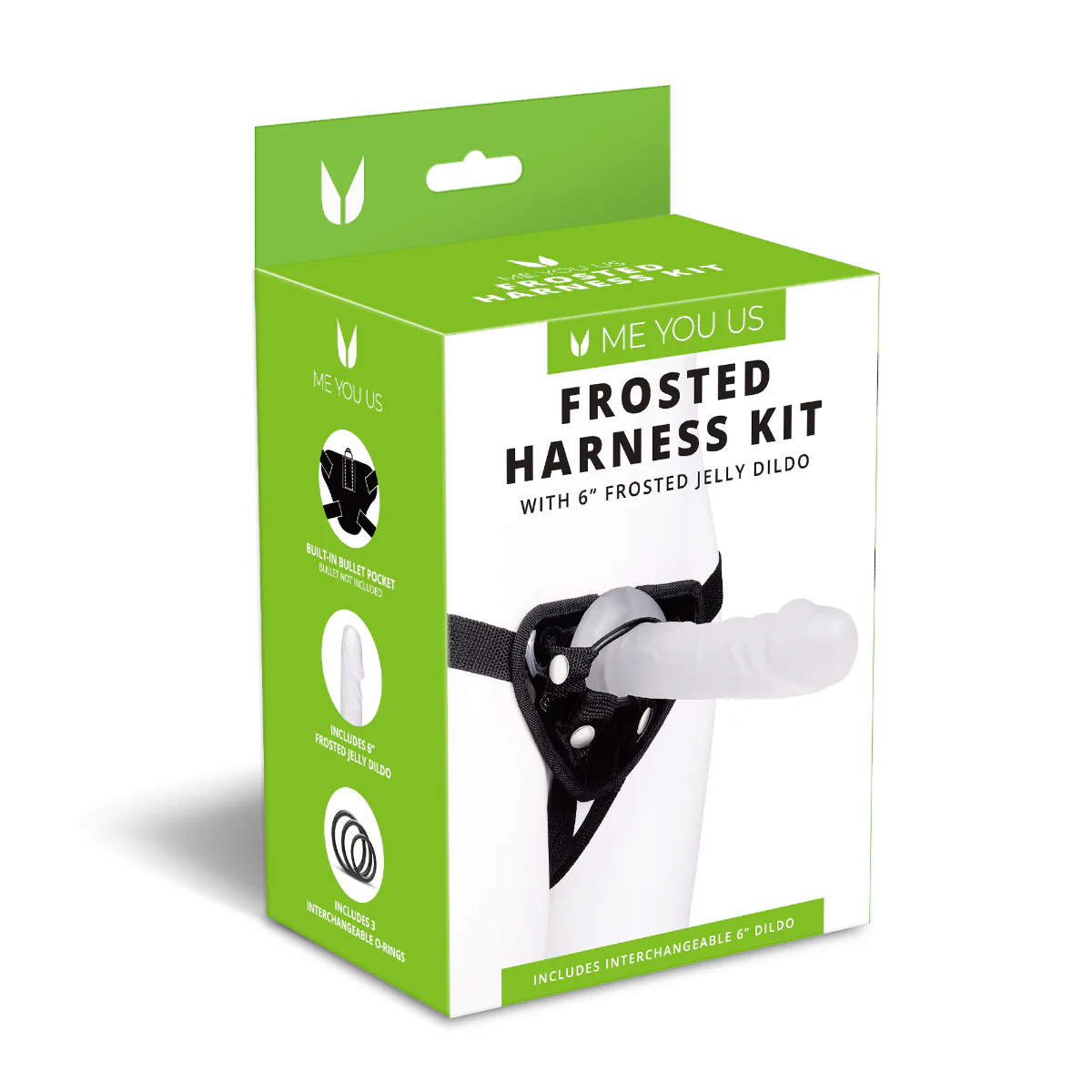 Me You Us Frosted Strap On Harness Kit With Jelly Dildo Clear Black 6 Inch - Image 2