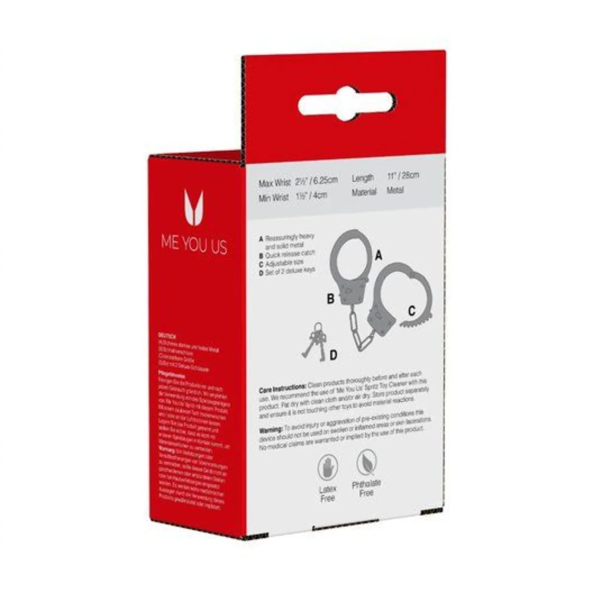 Me You Us Heavy Metal Handcuffs Silver - Image 3