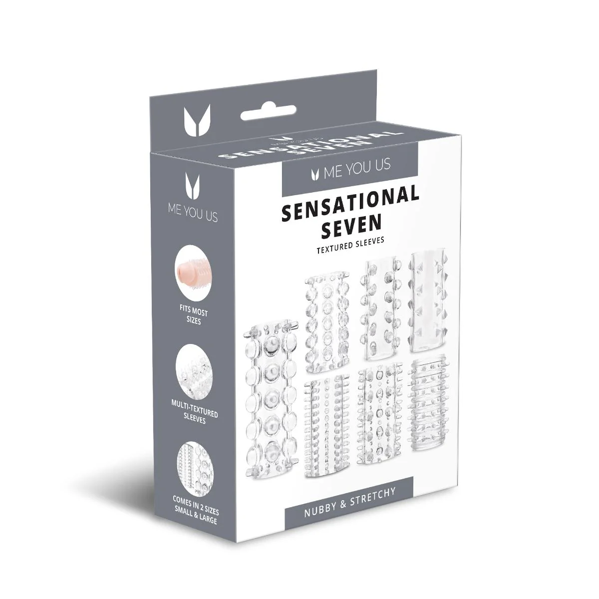 Me You Us Sensational Seven Textured Masturbation Sleeves Clear - Image 2