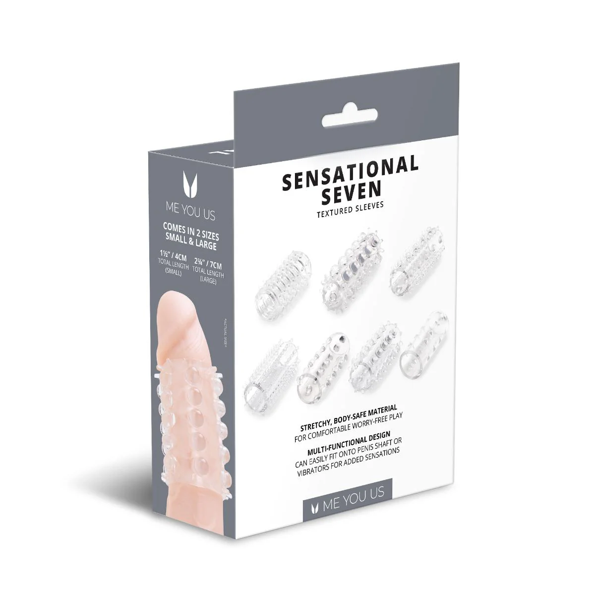 Me You Us Sensational Seven Textured Masturbation Sleeves Clear - Image 3