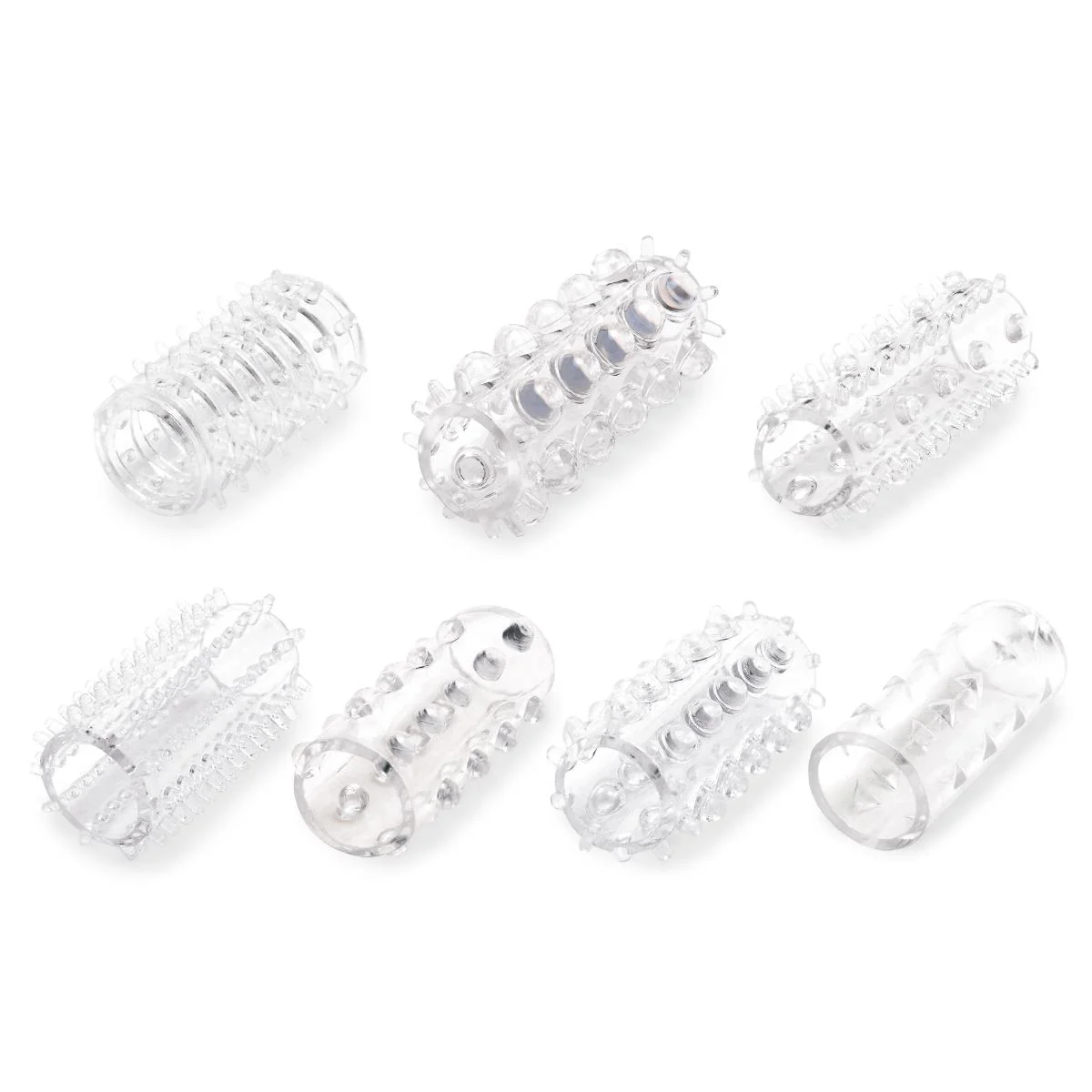 Me You Us Sensational Seven Textured Masturbation Sleeves Clear - Image 4