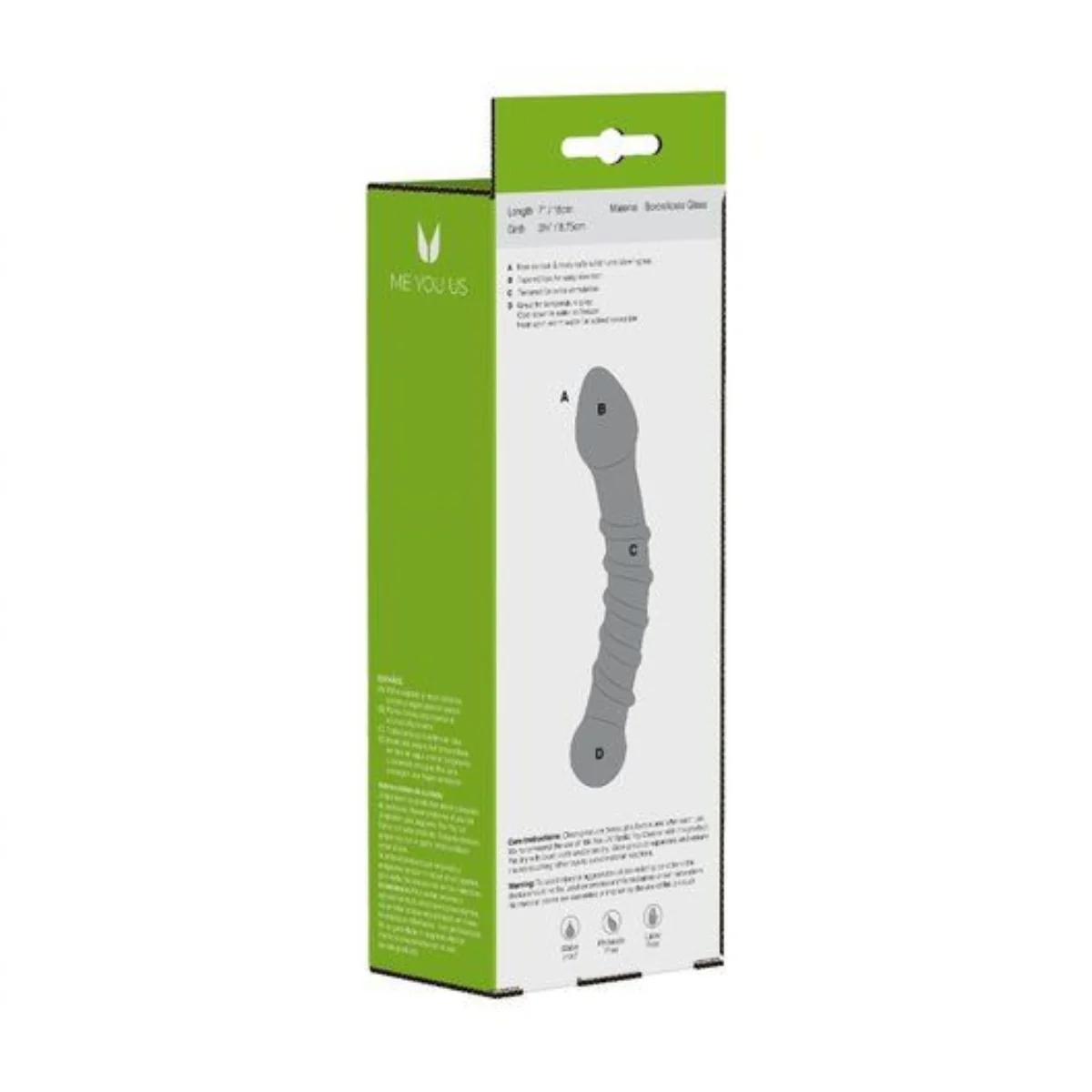 Me You Us Textured Ice G-Spot & P-Spot Teaser Dildo Glass - Image 3
