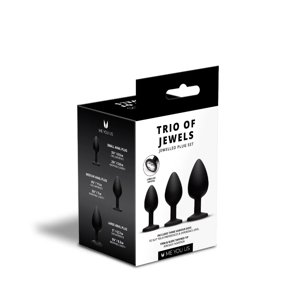 Me You Us Trio Of Jewels Jewelled Butt Plug Set Black - Image 3