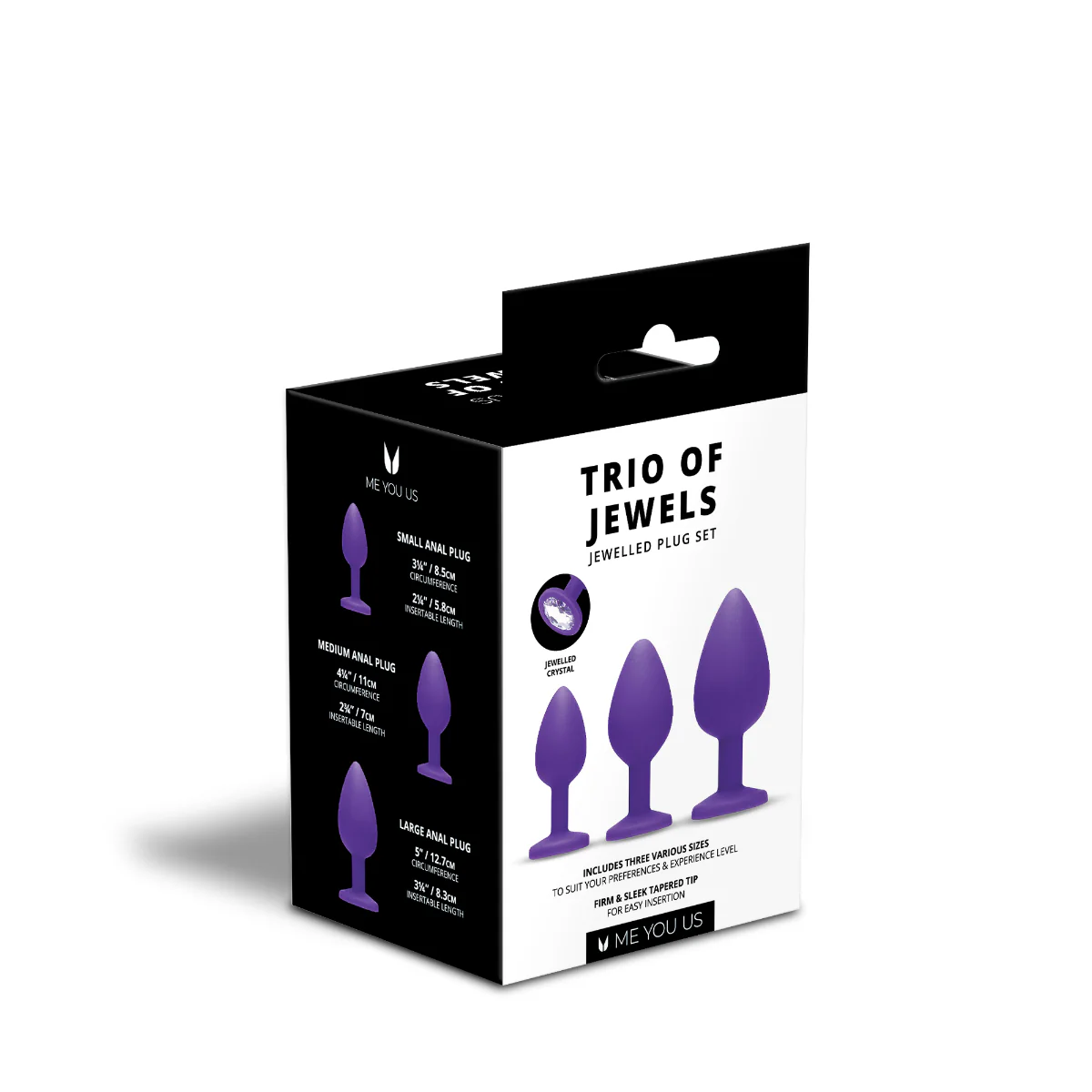 Me You Us Trio Of Jewels Jewelled Butt Plug Set Purple - Image 3