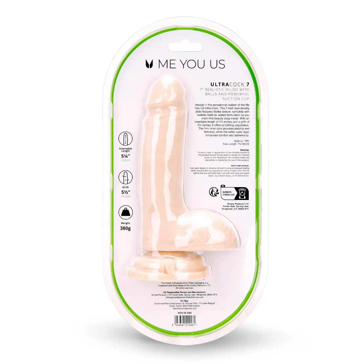 Me You Us Ultra Cock Dual Density Dildo With Balls Pink 7 Inch - Image 5