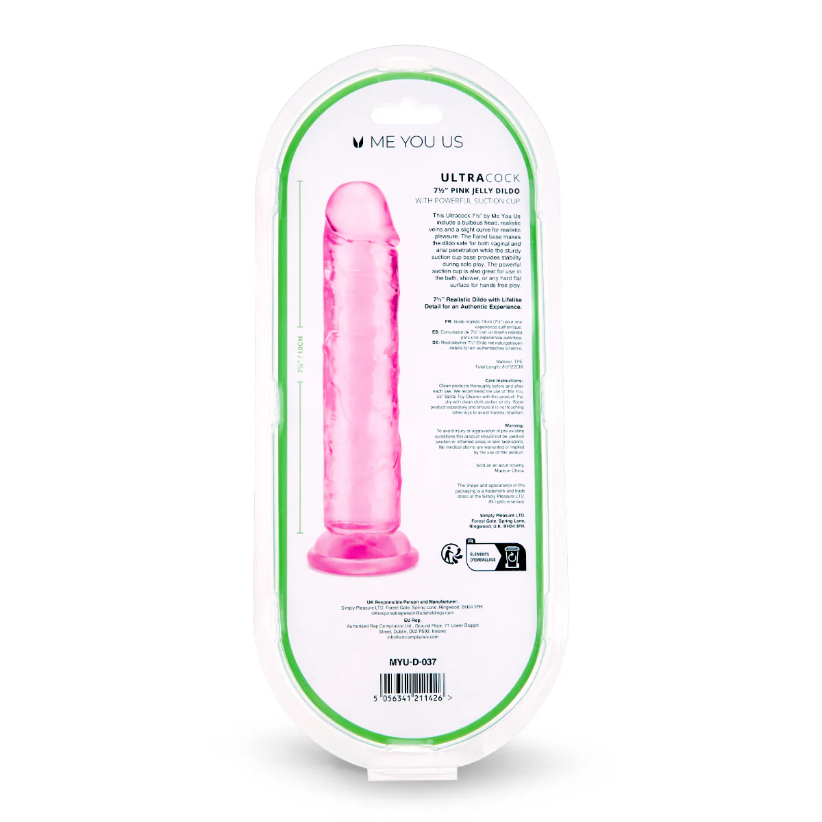 Me You Us Ultra Cock Jelly Dong Pink 7.5 Inch - Image 8