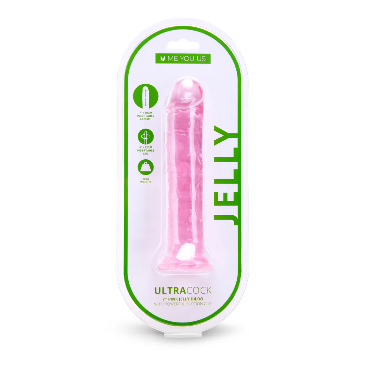 Me You Us Ultra Cock Jelly Dong Pink 7 Inch - Image 2