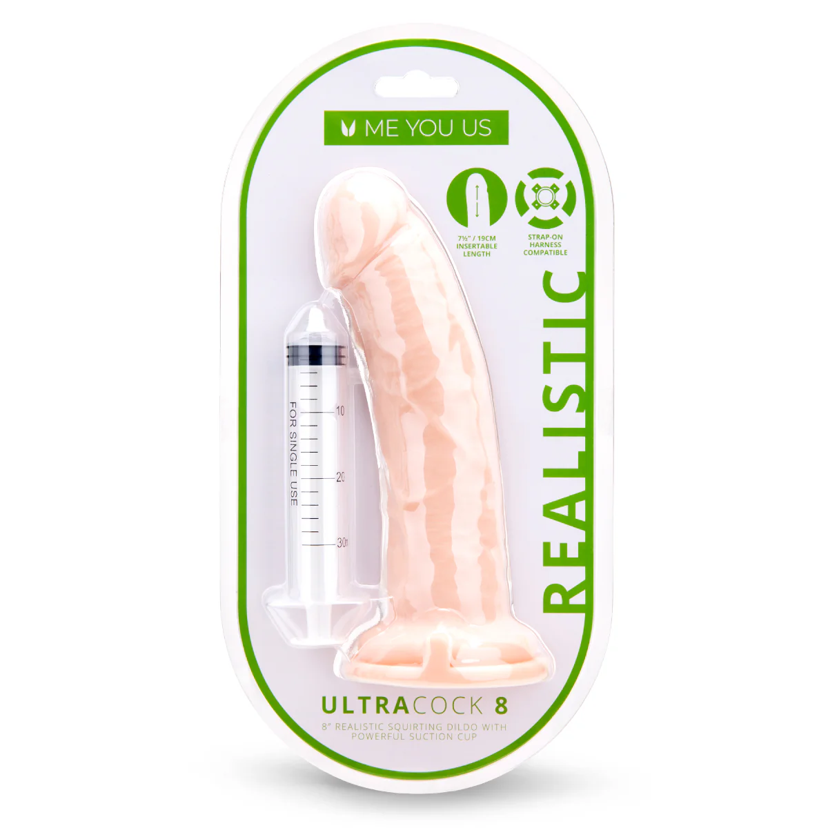 Me You Us Ultra Cock Realistic Squirting Dildo Pink 8 Inch - Image 2