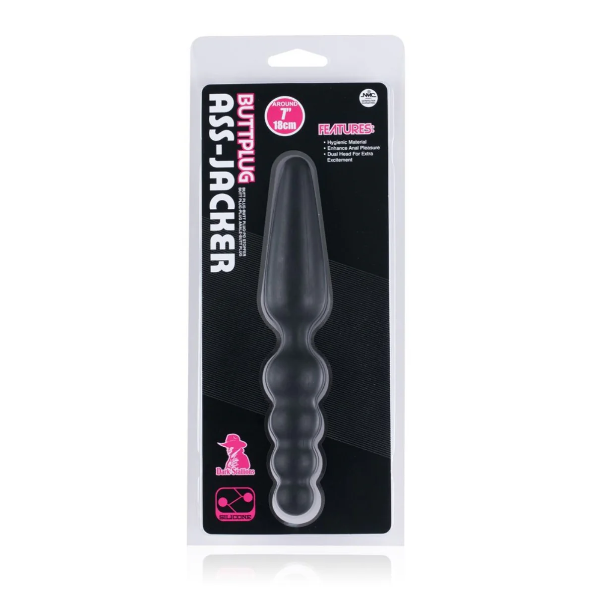 Nanma Dark Stallions Ass-Jacker Silicone Butt Plug Black 7 Inch - Image 2