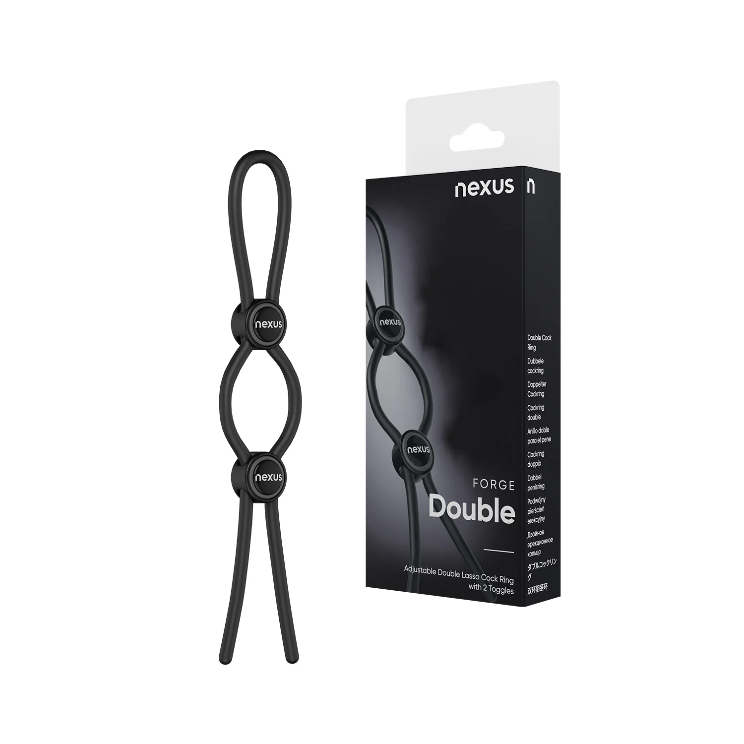 Nexus Forge Adjustable Silicone Cock & Ball Ring Black - Image 2