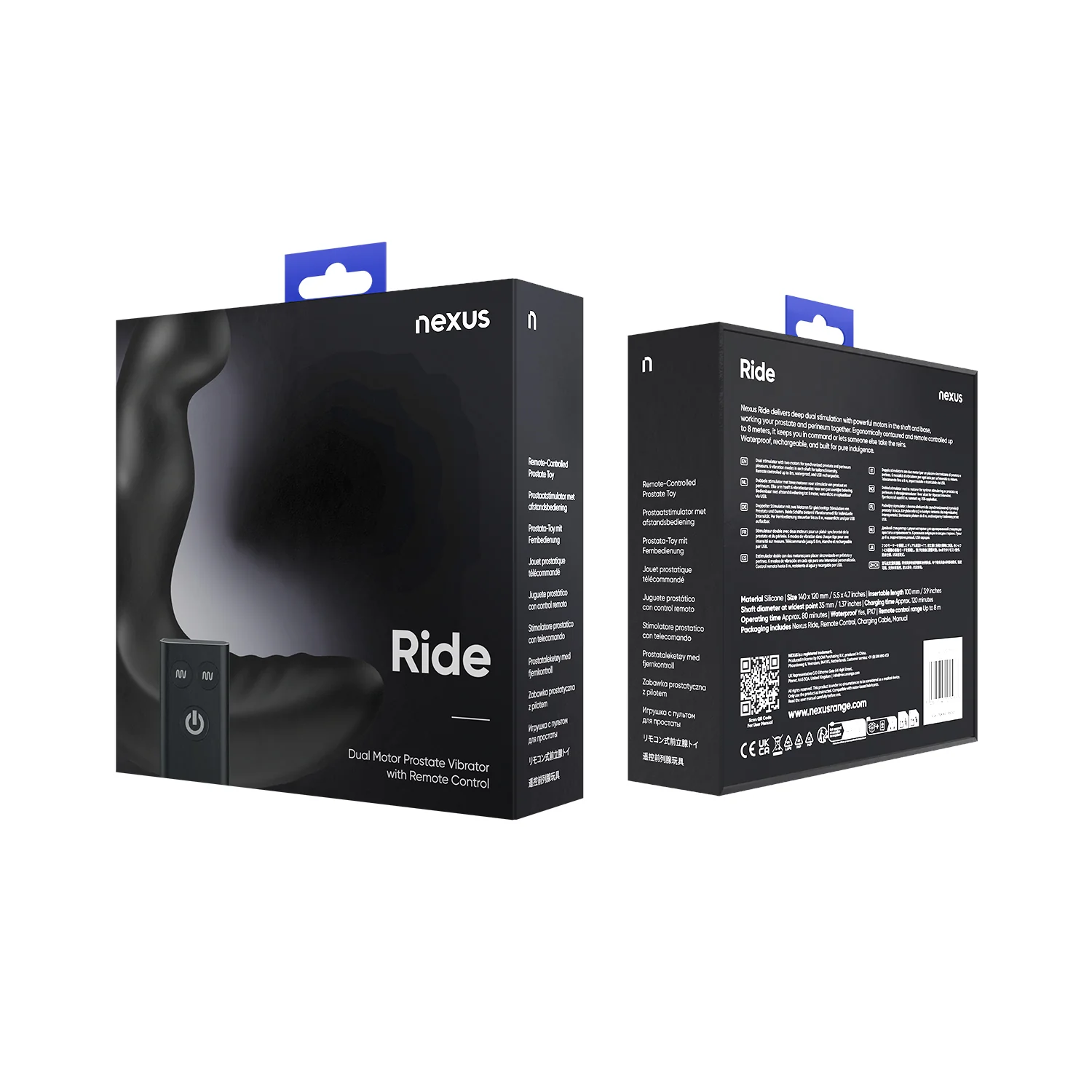 Nexus Ride Rechargeable Remote Control Vibrating Prostate & Perineum Massager Black - Image 6