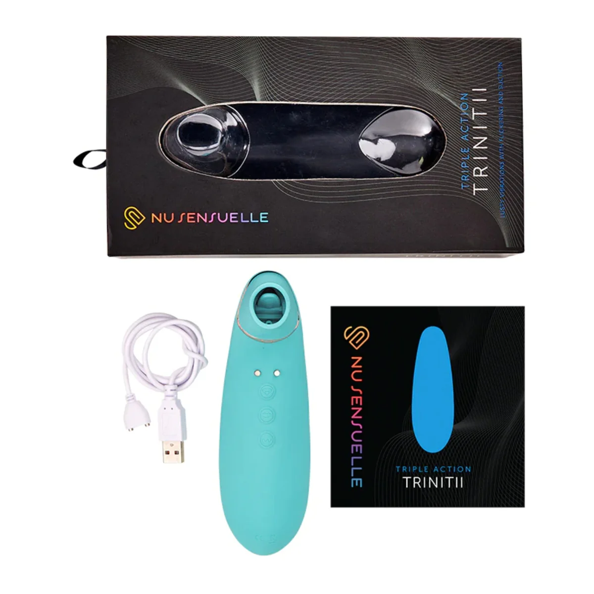 Nu Sensuelle Triple Action Trinitii Suction Vibrator Electric Blue - Image 2