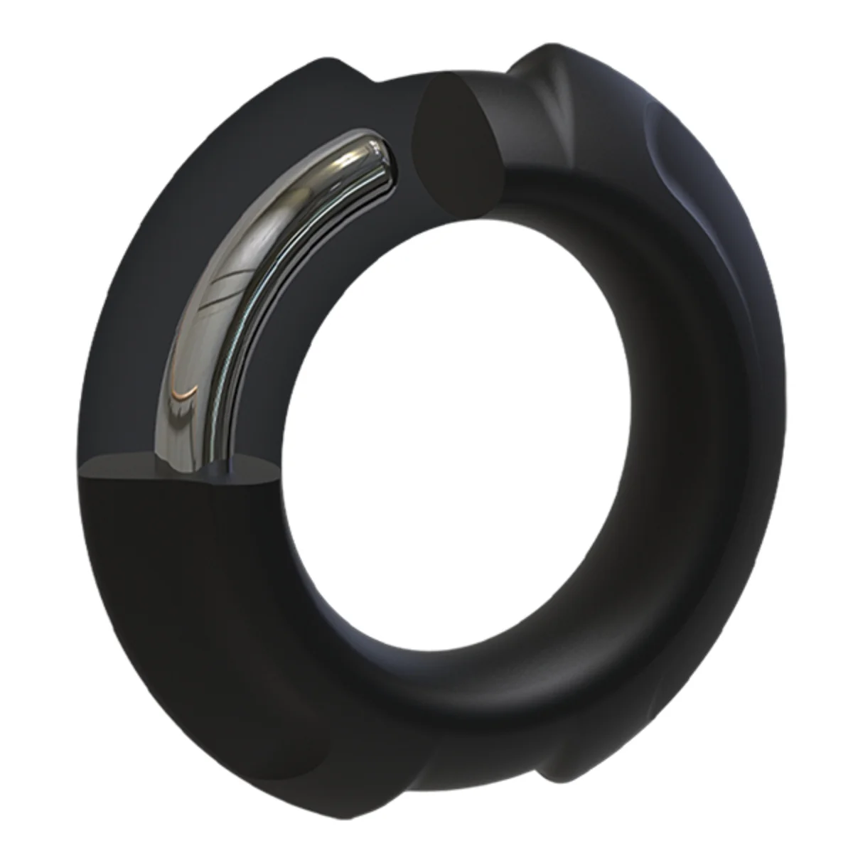OptiMALE FlexiSteel Silicone Metal Core Cock Ring Black 35mm - Image 3