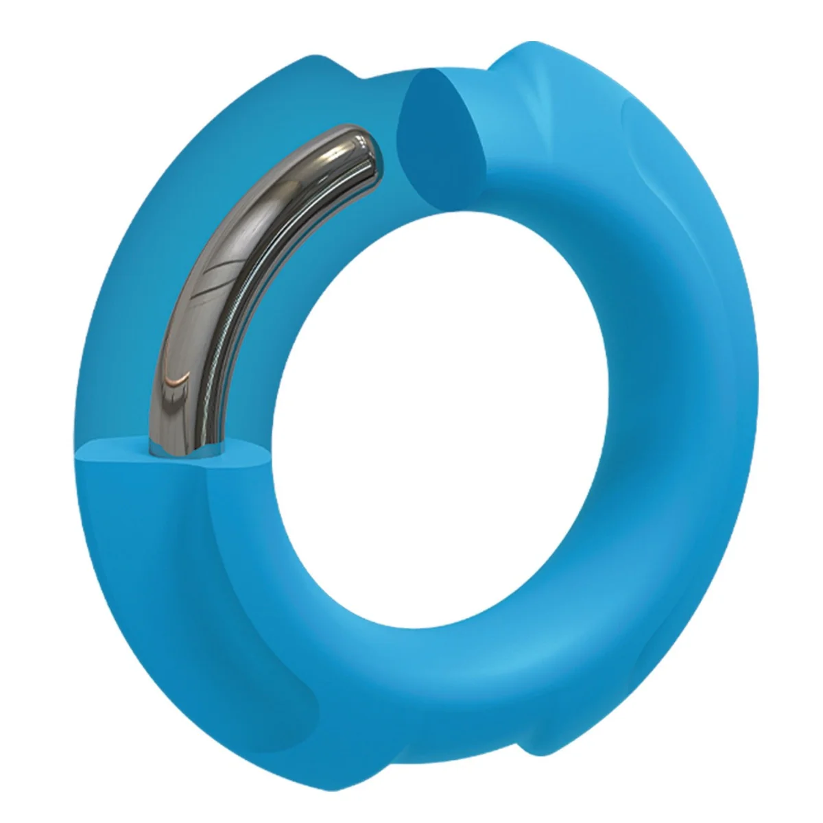OptiMALE FlexiSteel Silicone Metal Core Cock Ring Blue 35mm - Image 3