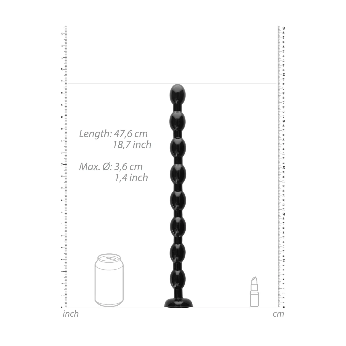 Ouch Ass Snake Beaded Dildo Black 19 Inch - Image 2