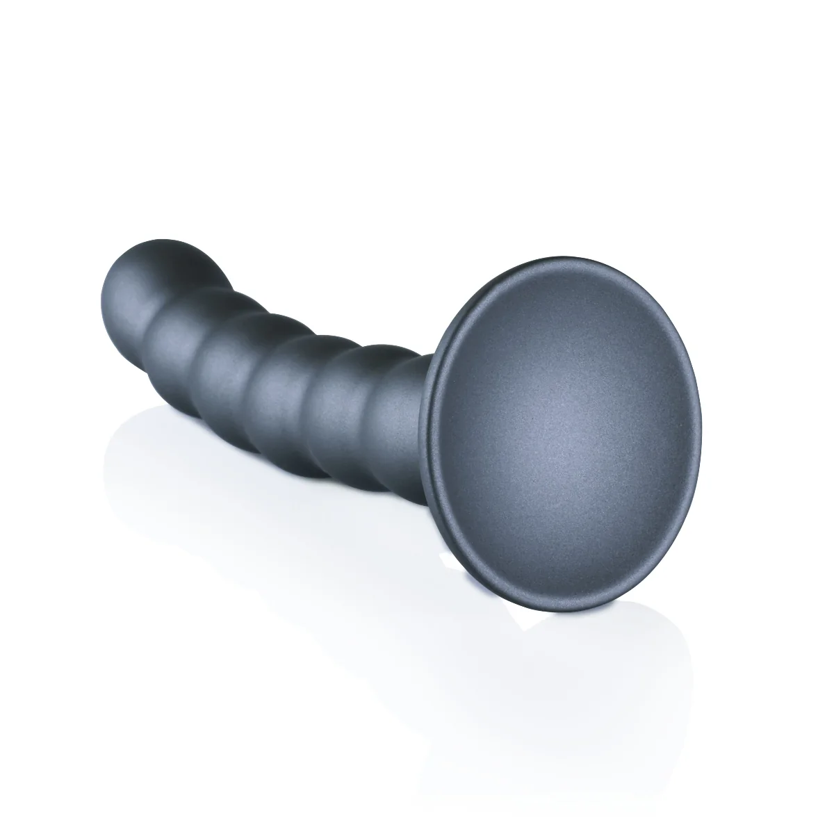 Ouch Beaded Silicone G-Spot Dildo Metallic Grey 5 Inch - Image 3
