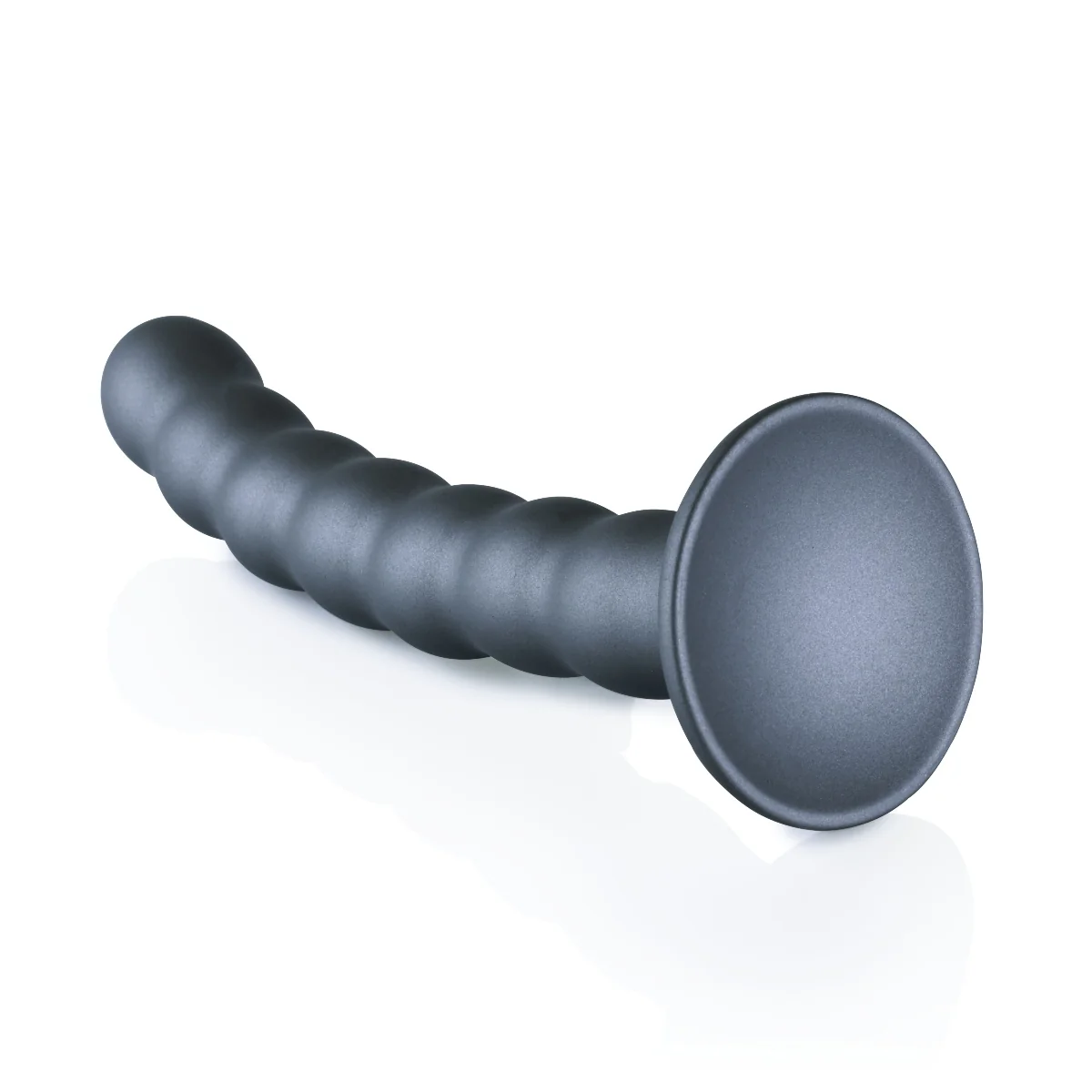 Ouch Beaded Silicone G-Spot Dildo Metallic Grey 6.5 Inch - Image 3