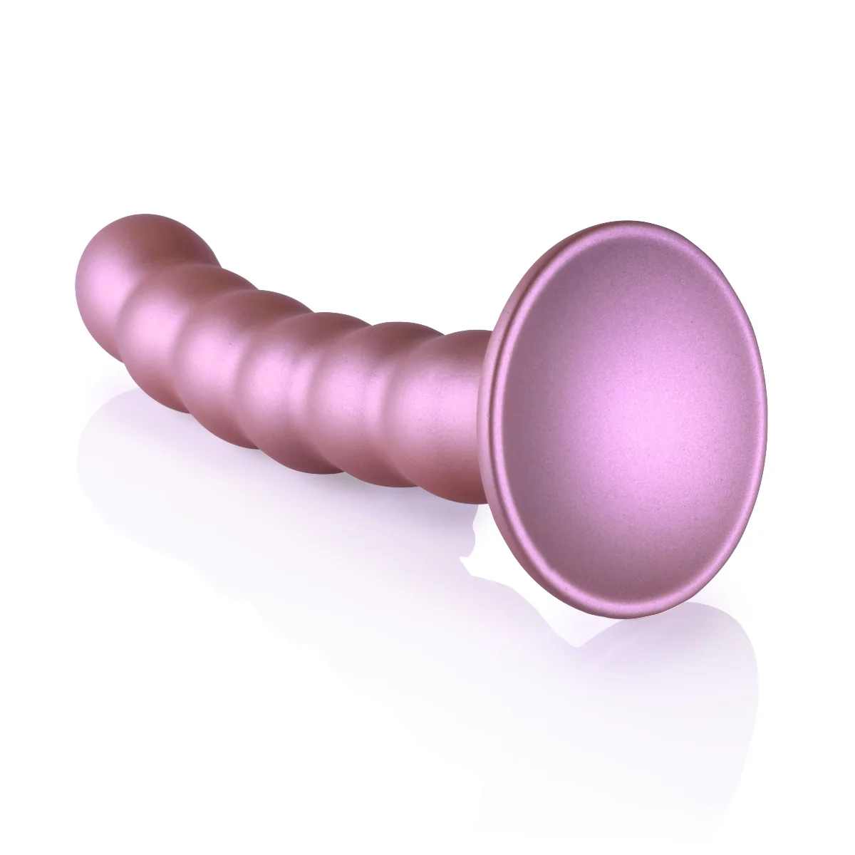 Ouch Beaded Silicone G-Spot Dildo Metallic Rose 5 Inch - Image 3