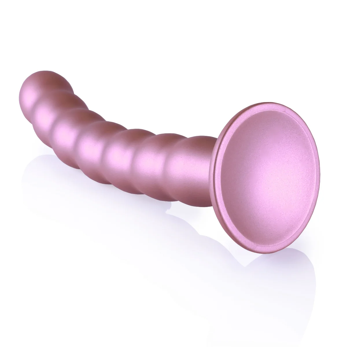 Ouch Beaded Silicone G-Spot Dildo Metallic Rose 8 Inch - Image 3
