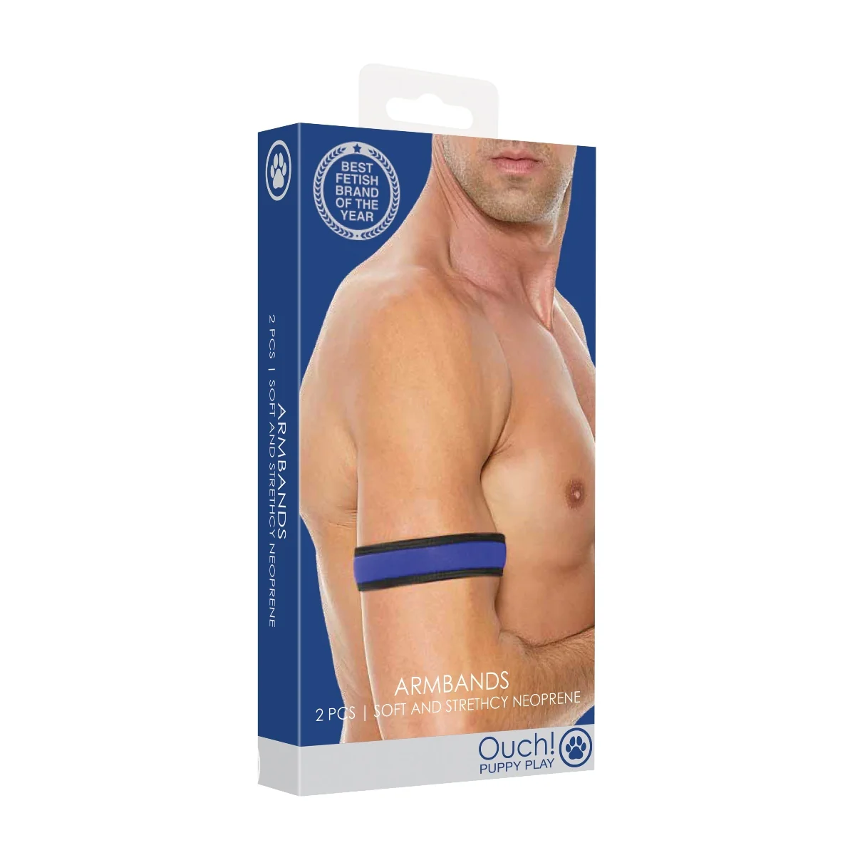 Ouch Puppy Play Neoprene Arm Band 2 Pack Black Blue - Image 2
