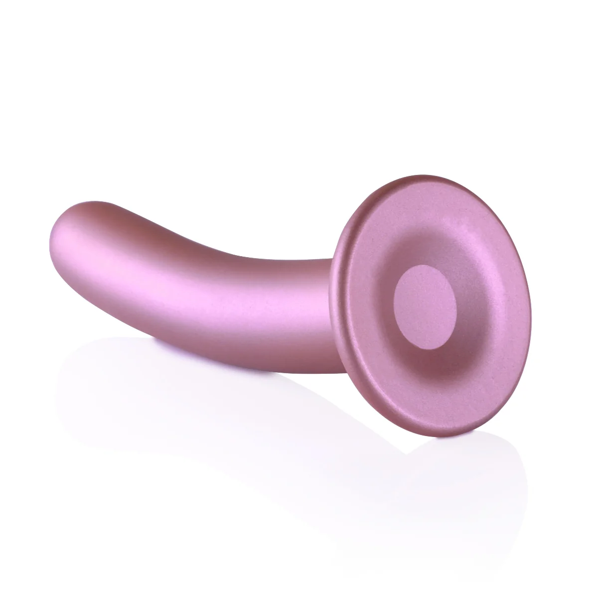 Ouch Smooth Silicone G-Spot Dildo Metallic Rose 7 Inch - Image 3