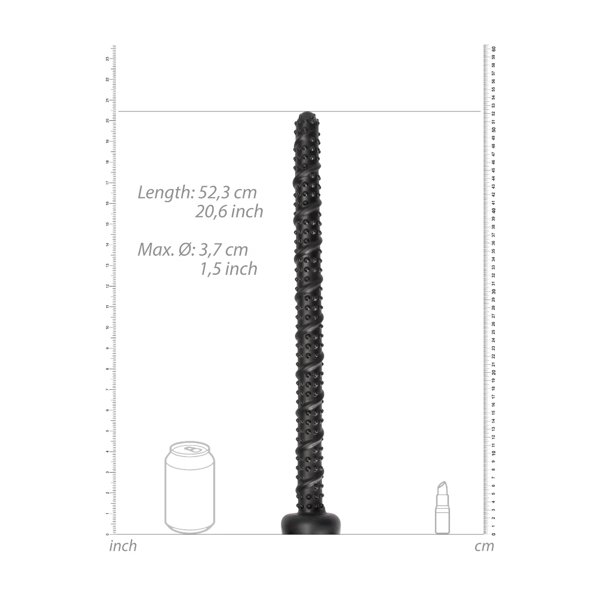 Ouch Textured Ass Snake Dildo Black 22 Inch - Image 3