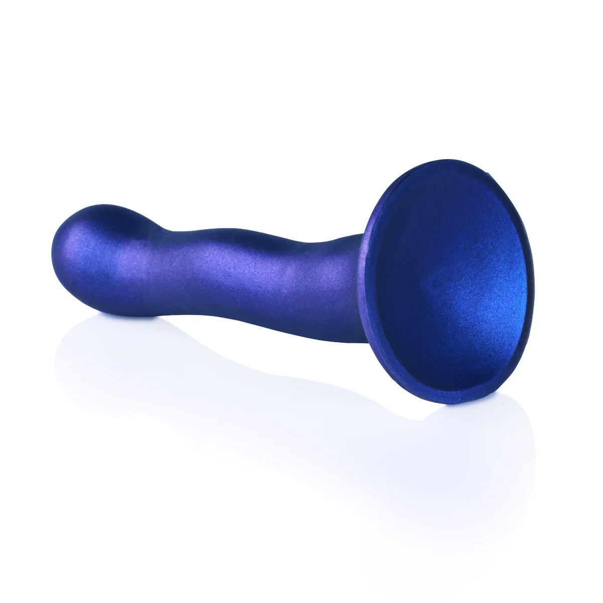 Ouch Ultra Soft Silicone Curvy G-Spot Dildo Metallic Blue 7 Inch - Image 3