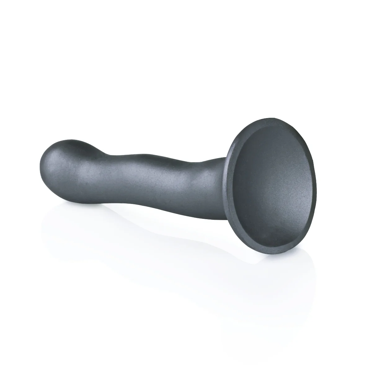 Ouch Ultra Soft Silicone Curvy G-Spot Dildo Metallic Grey 7 Inch - Image 3