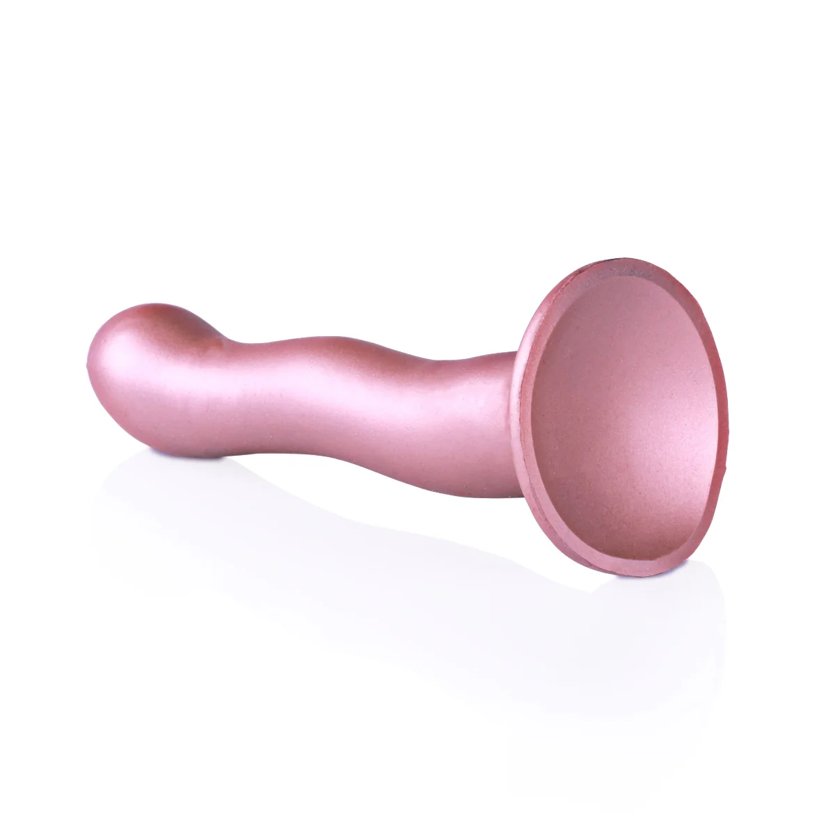 Ouch Ultra Soft Silicone Curvy G-Spot Dildo Metallic Rose 7 Inch - Image 3